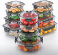 Glass Food Storage Containers 24-Piece Set - Airtight, Oven Safe
