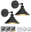 Battery Operated Wall Sconce Set of 2 Black - Wireless Dimmable