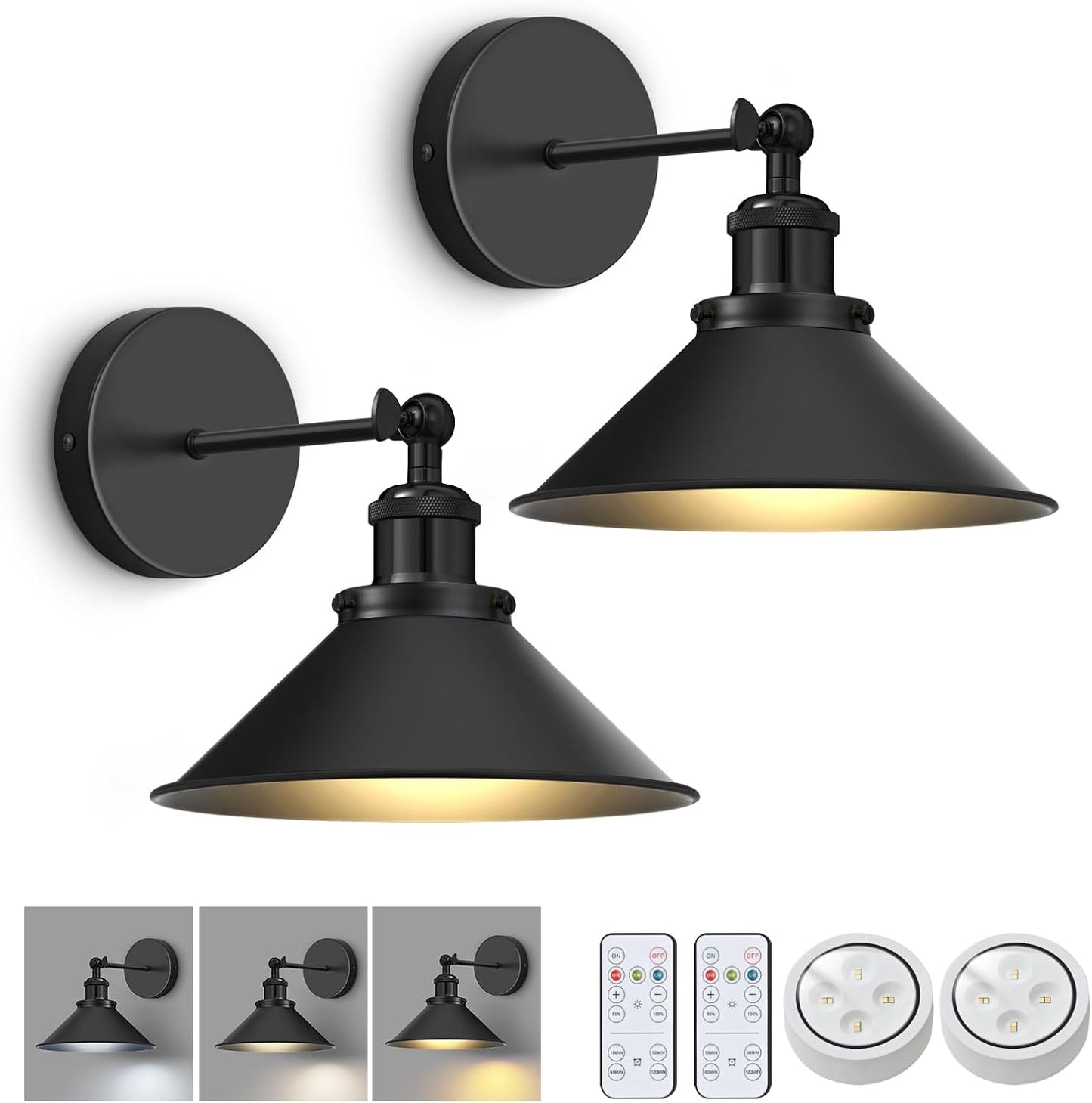 Battery Operated Wall Sconce Set of 2 for Vintage Decor