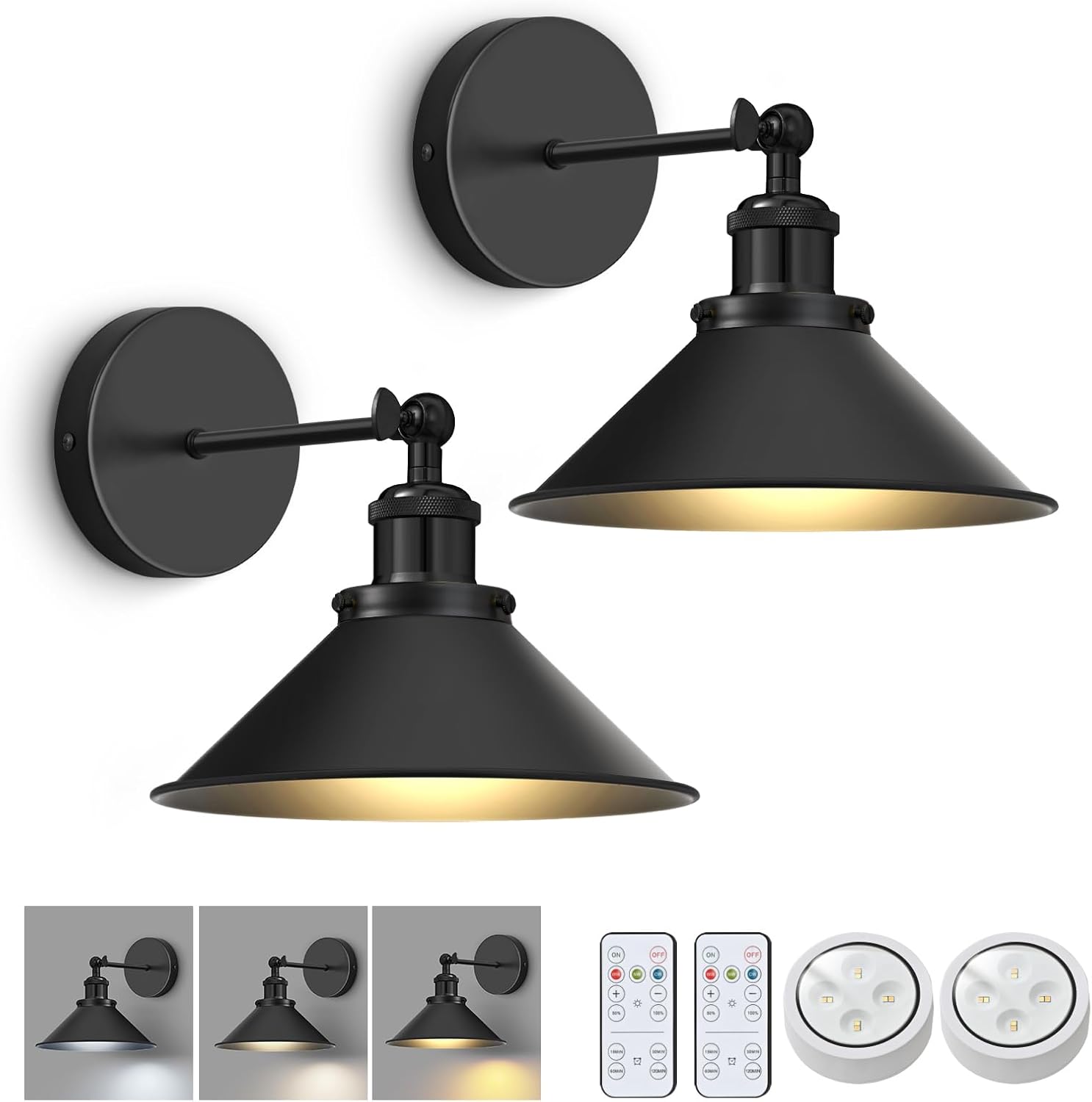 Battery Operated Wall Sconce Set of 2 for Vintage Decor