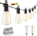 Outdoor String Lights 100FT Patio Hanging Lights - Warm Dimmable