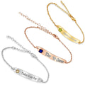 Custom Name Engraved Personalized Bracelet with Fire Opal - Sterling