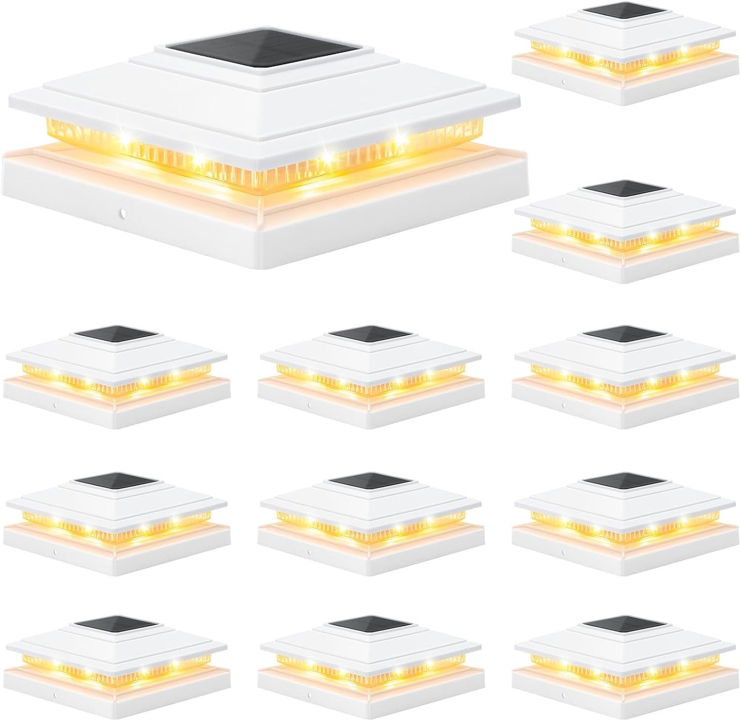 APONUO Solar Post Cap Lights: Bright, Waterproof, Stylish 12-Pack