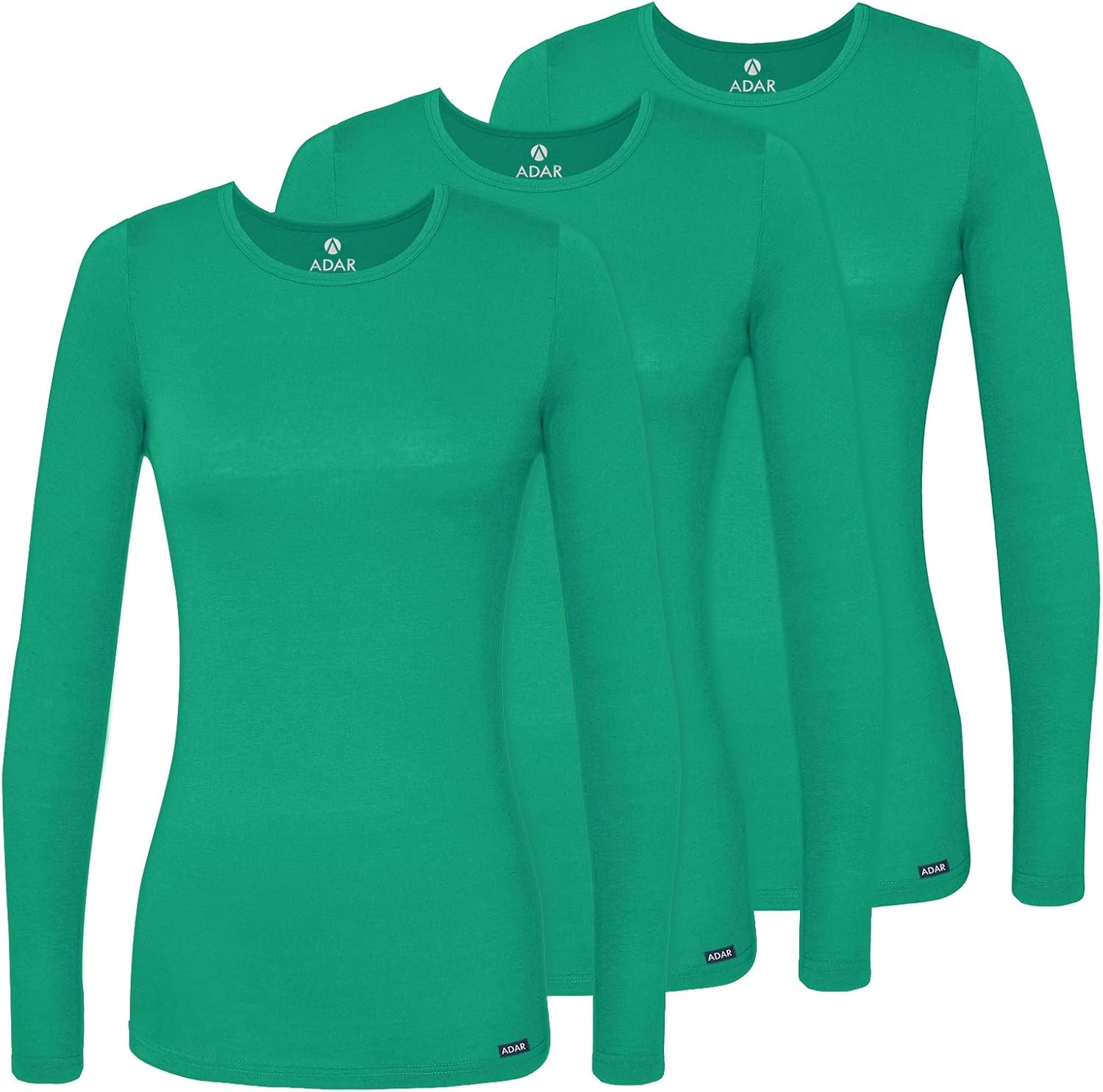 Adar Underscrubs for Women Long Sleeve Comfort Tee 3 Pack