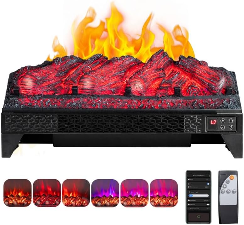 ROVSUN 23ft' Electric Fireplace Insert with Remote & WiFi Control