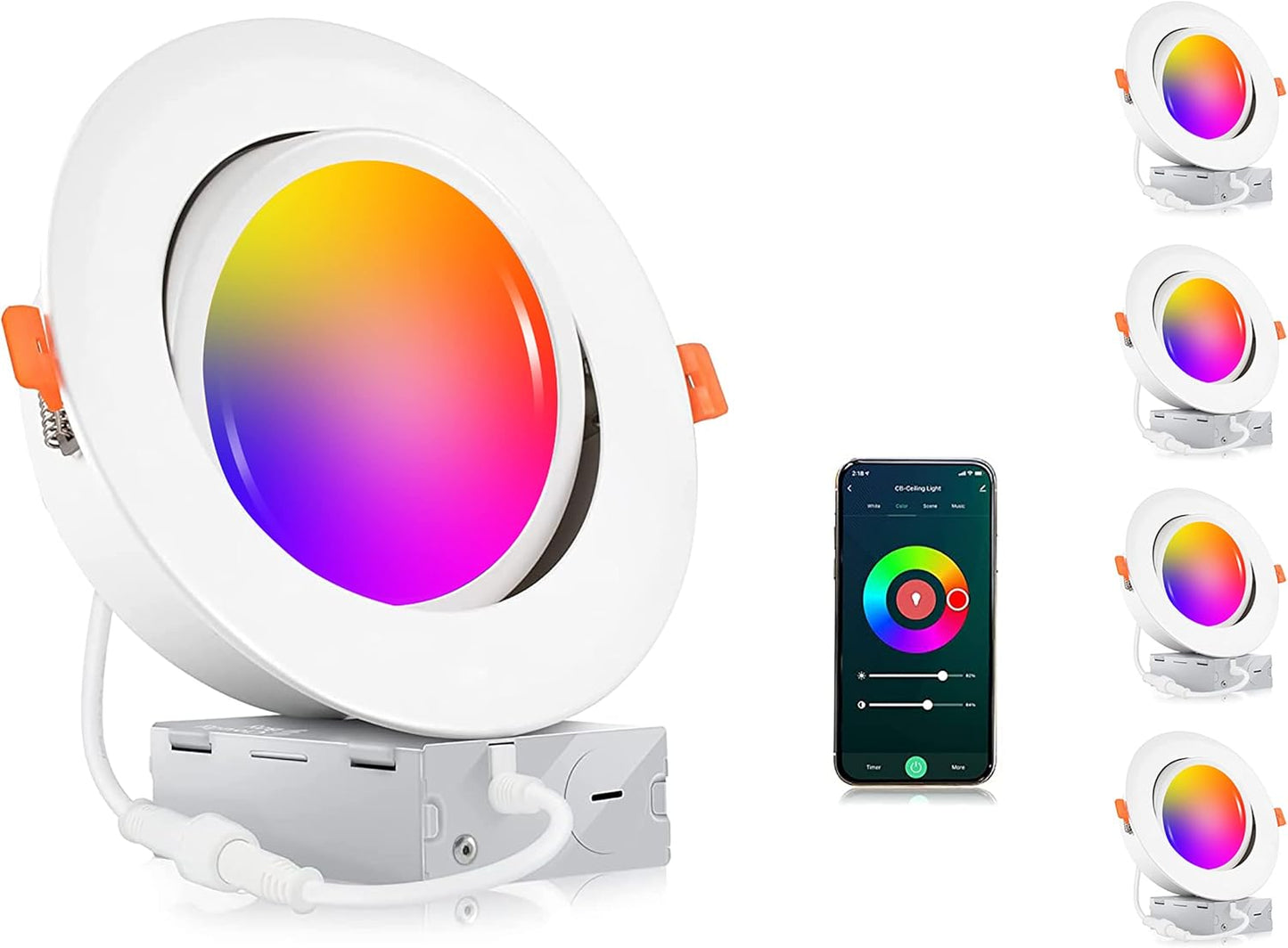 Smart WiFi LED Recessed Lights with Voice Control and Color Change