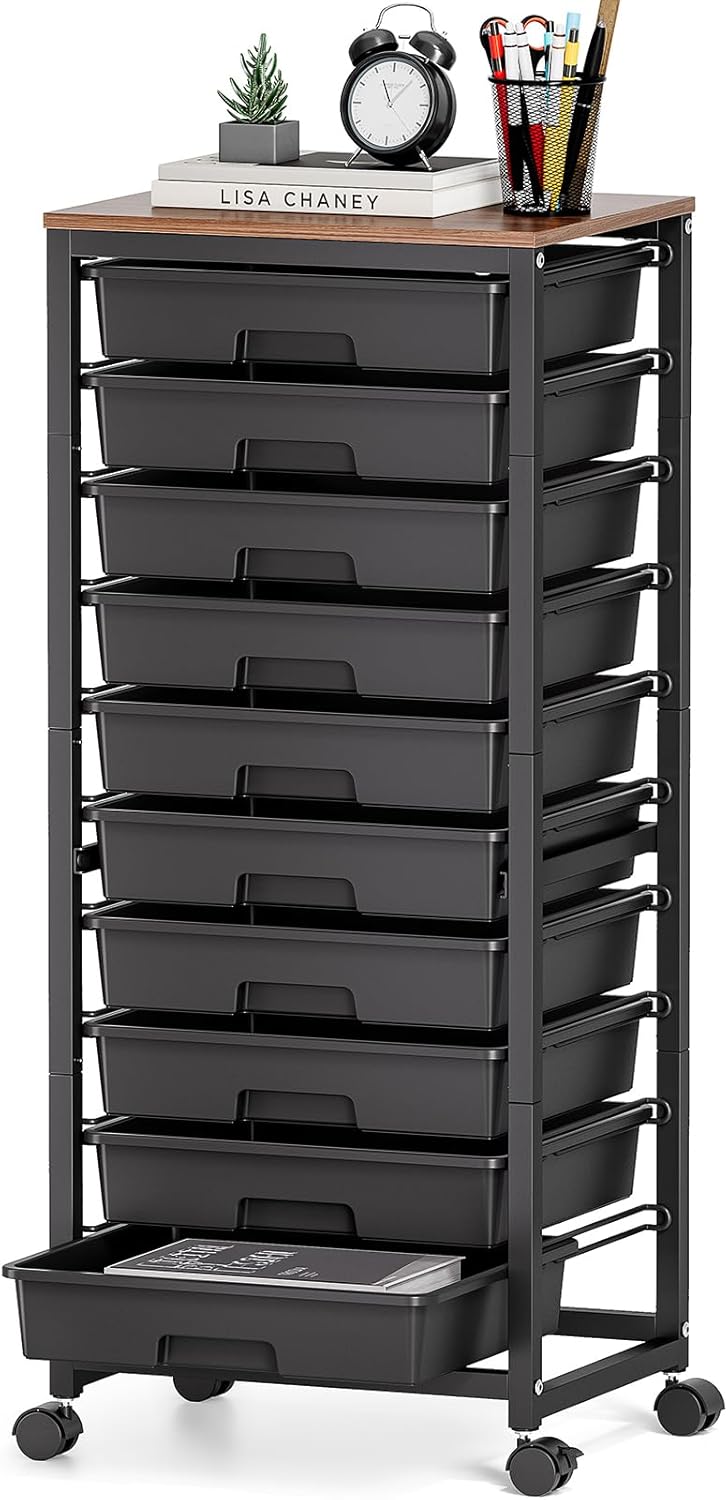 10 Drawer Rolling Cart with Wheels for Craft and Classroom Use