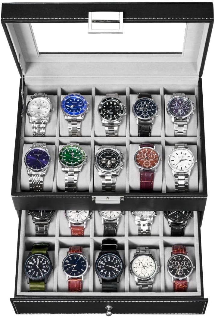 BEWISHOME 20 Slot Watch Box Organizer