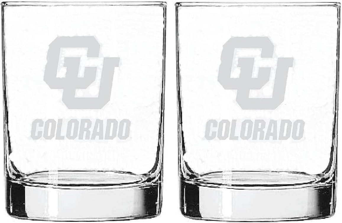 Colorado Buffaloes 2-Sided Etched Satin Finish Rock Glass Set
