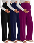 3 Pack Women's Maternity Wide Leg Pants Over the Belly - Stretchy