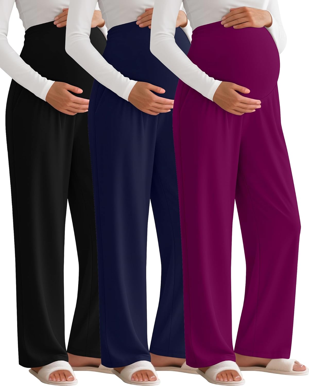 3 Pack Women's Maternity Pants Over The Belly Stretchy Lounge