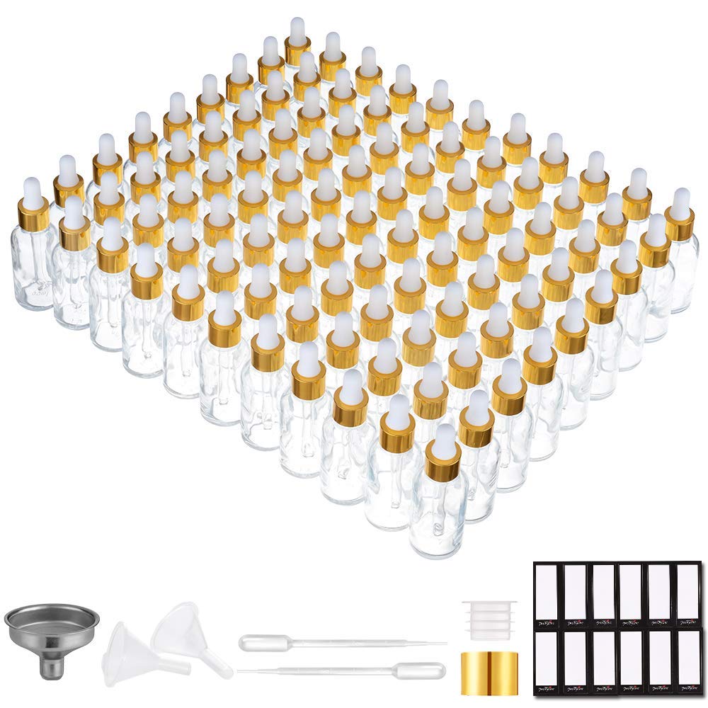 PrettyCare Glass Dropper Bottles 99 Pack for Essential Oils