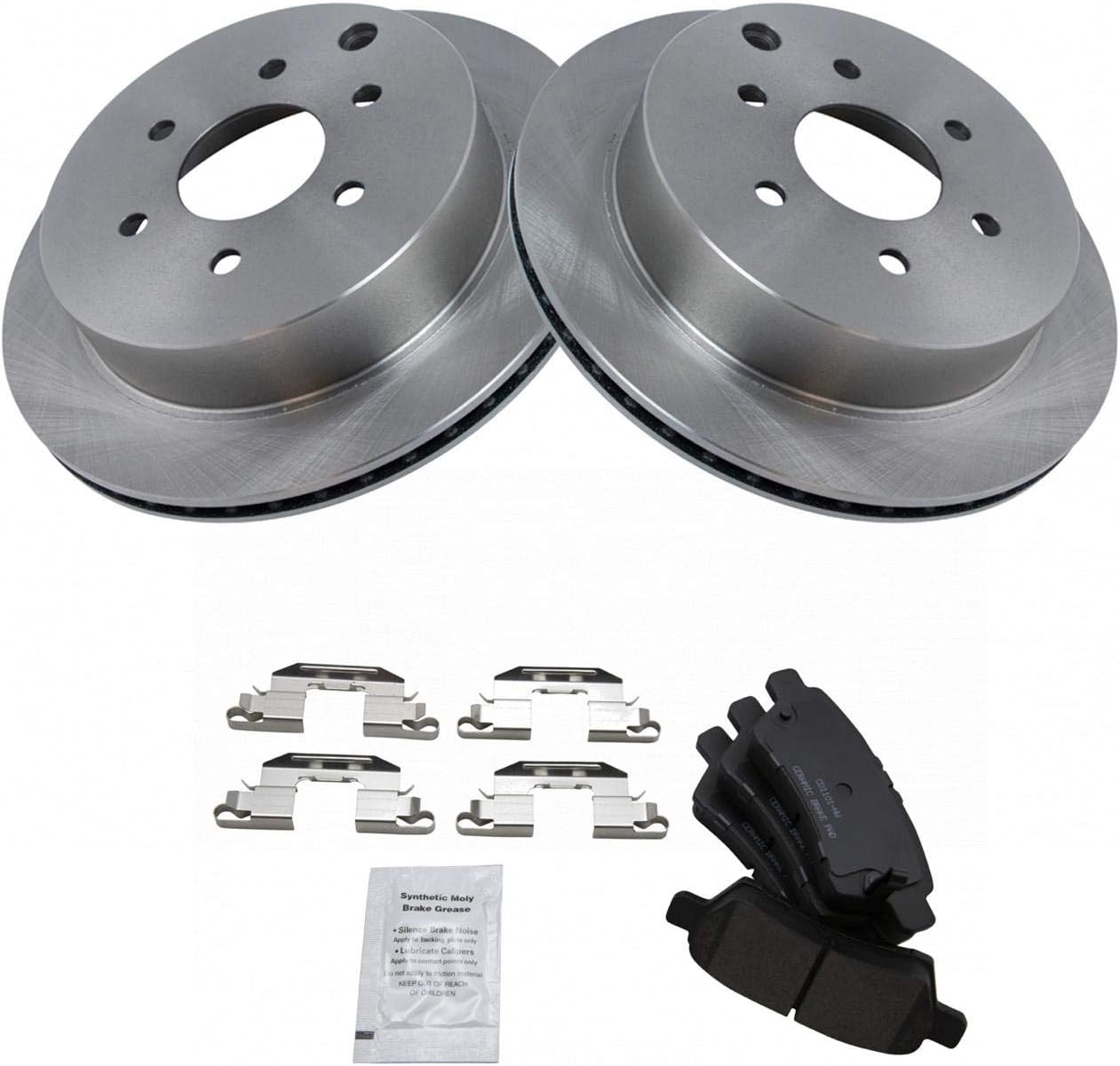 TRQ Rear Brake Pad & Rotor Kit for 2006-2007 Nissan Xterra