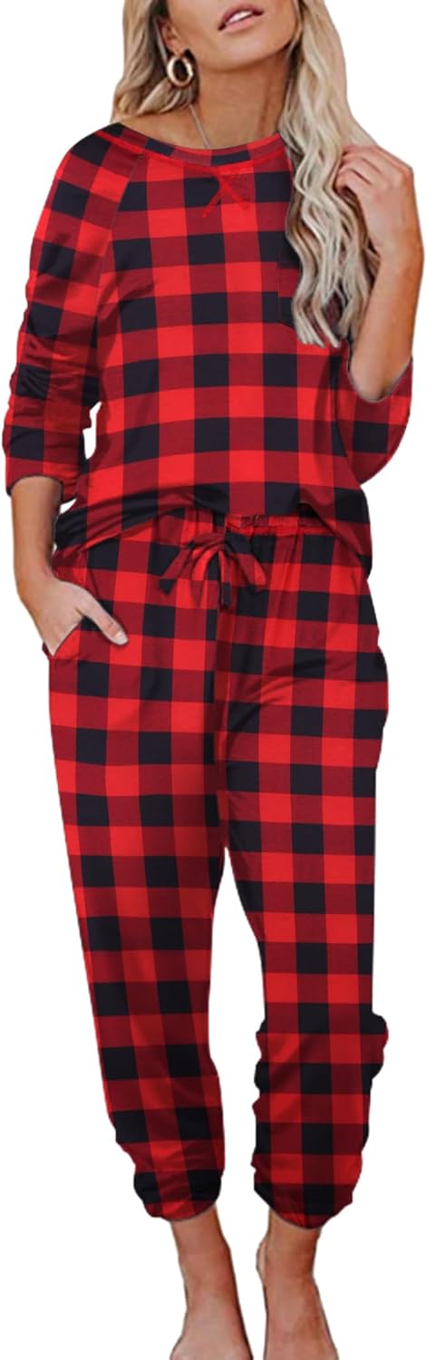Ekouaer Womens Pajamas Set Long Sleeve Loungewear for Comfort