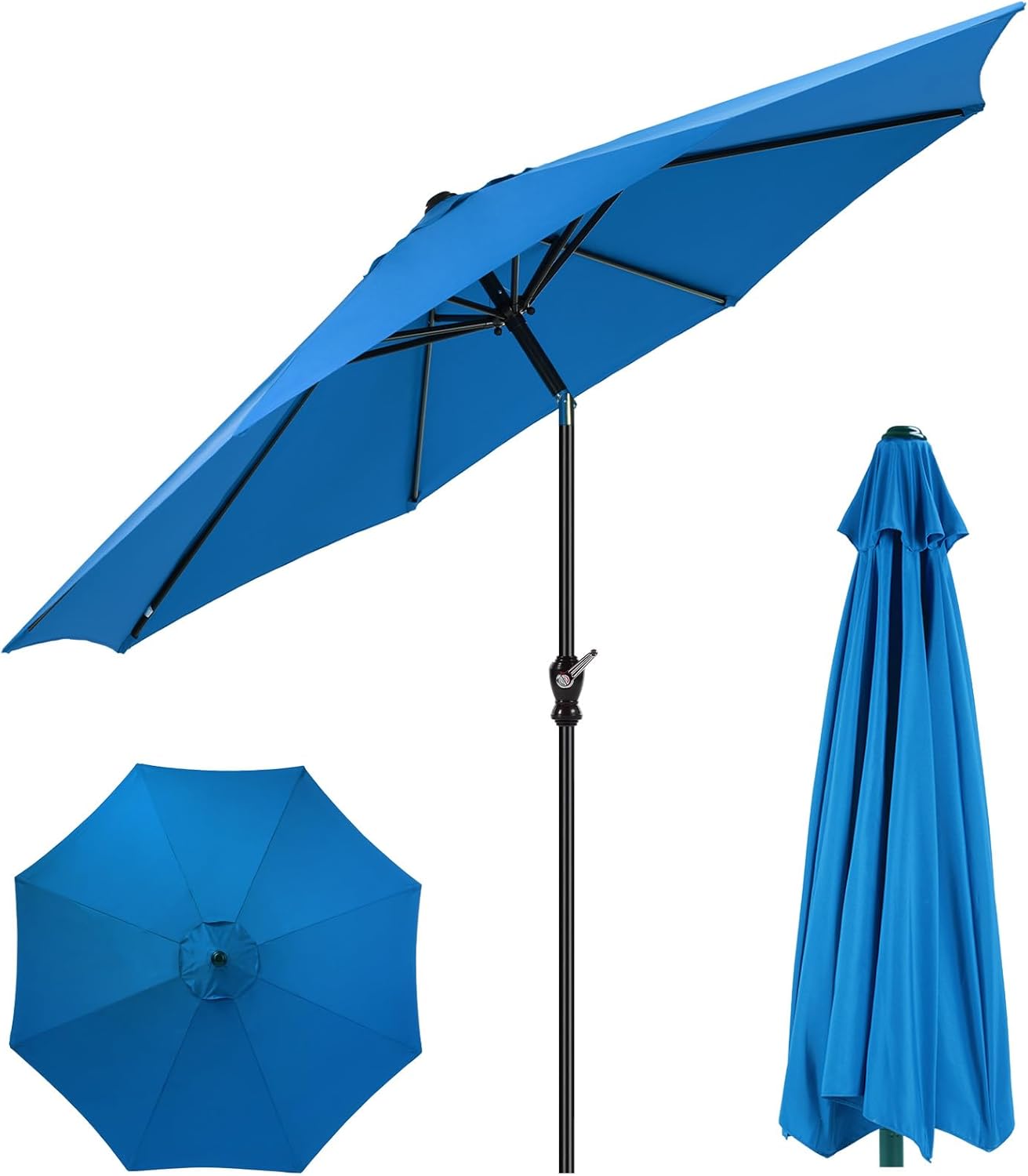 DUMOS 9FT Outdoor Patio Umbrella with Tilt and Crank System