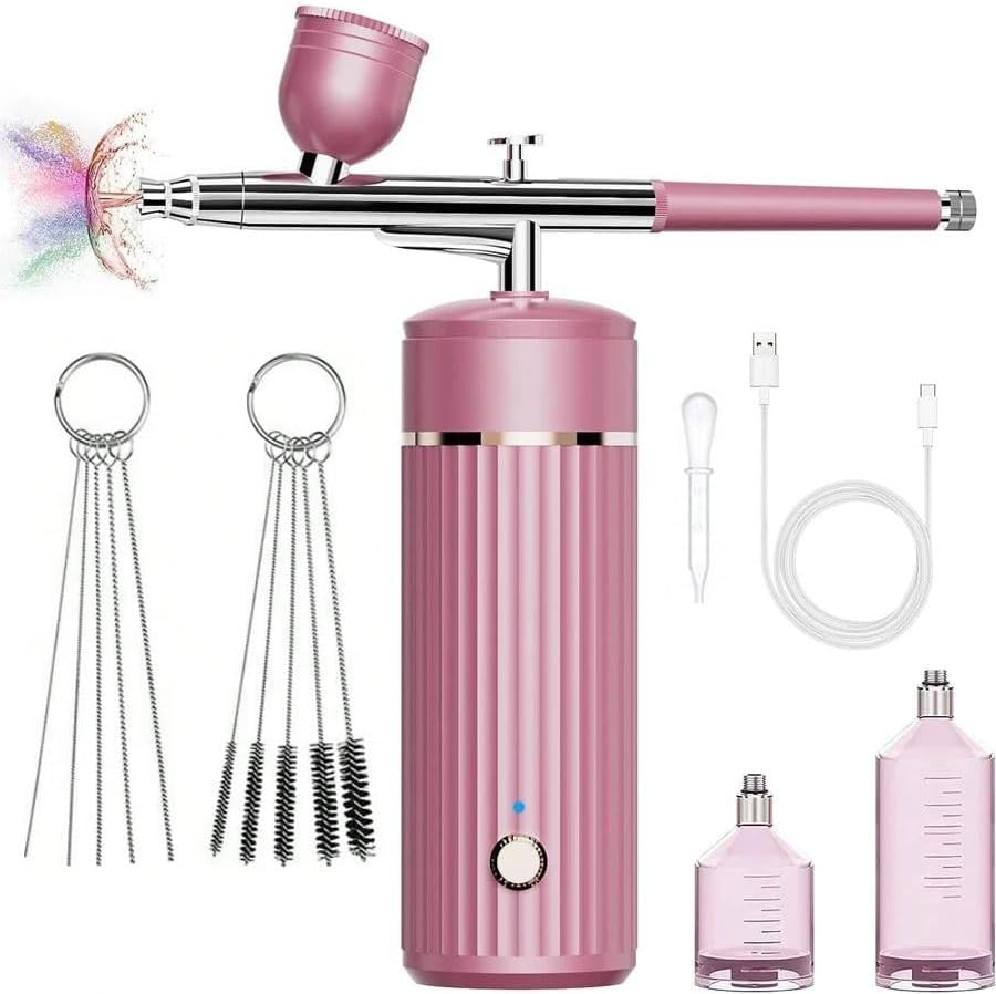 Portable Cordless Airbrush Kit for Nails - 3 Levels Pressure, Rechargeable 0.3mm Nozzle