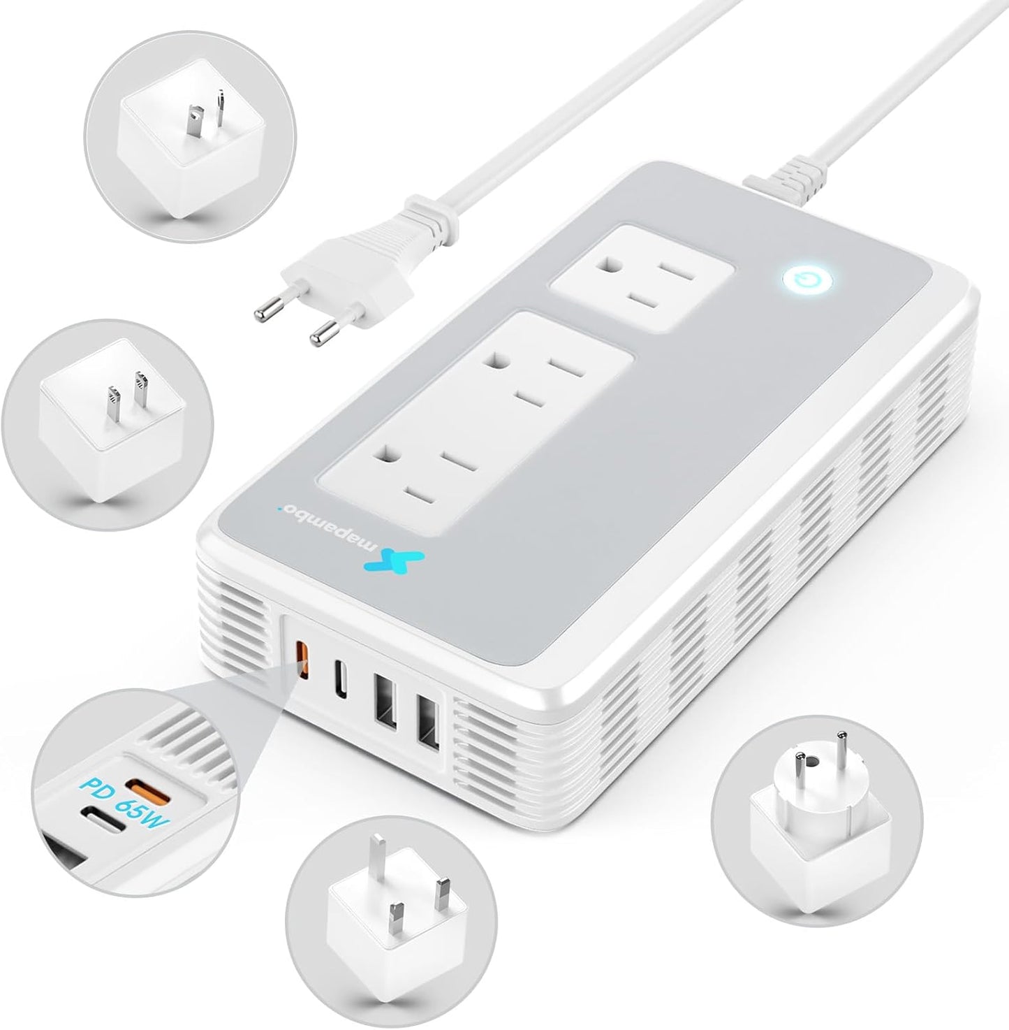 220V to 110V Voltage Converter for Travel with USB Ports