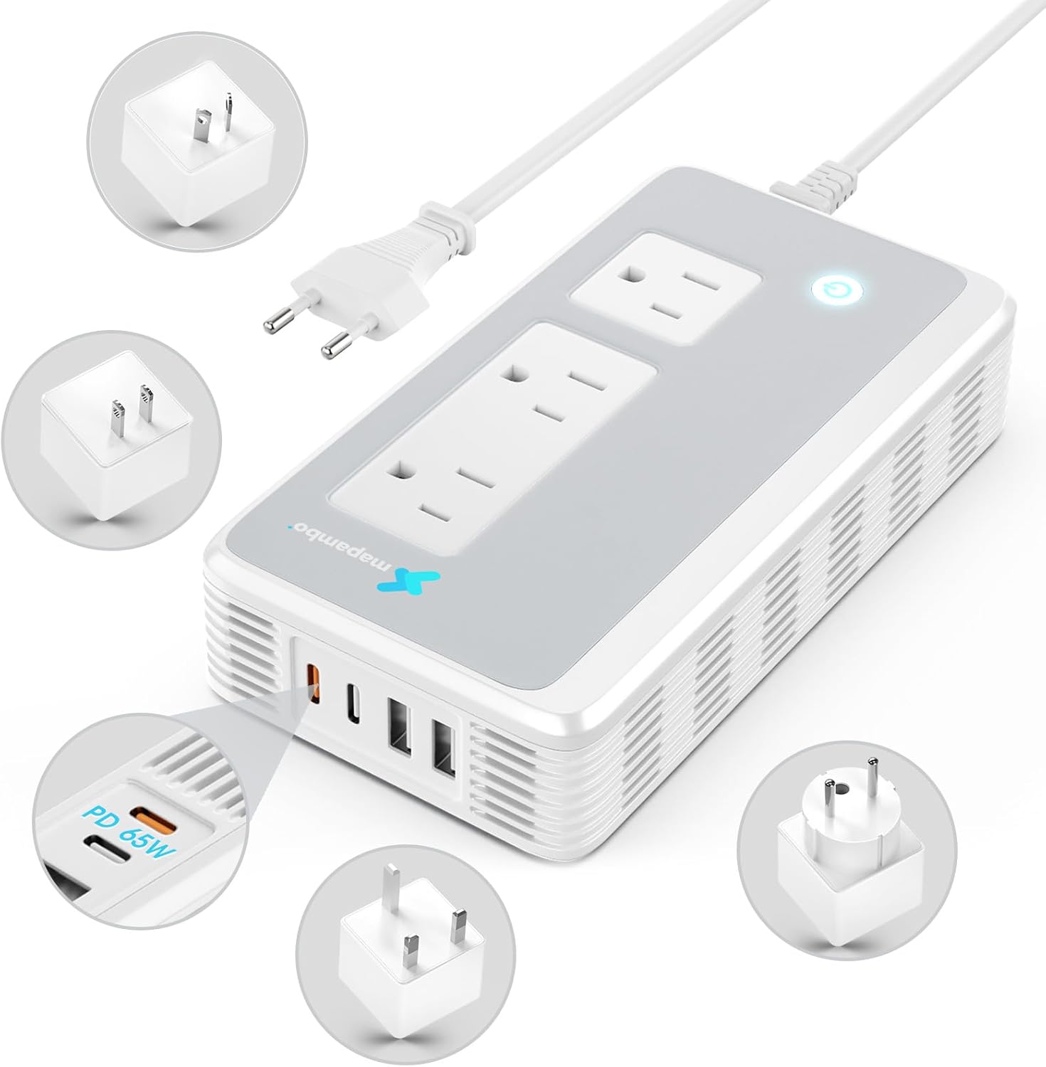 220V to 110V Voltage Converter for Travel with USB Ports