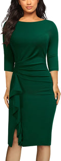 AISIZE Women's Retro 3/4 Sleeve Ruched Pencil Sheath Dress great