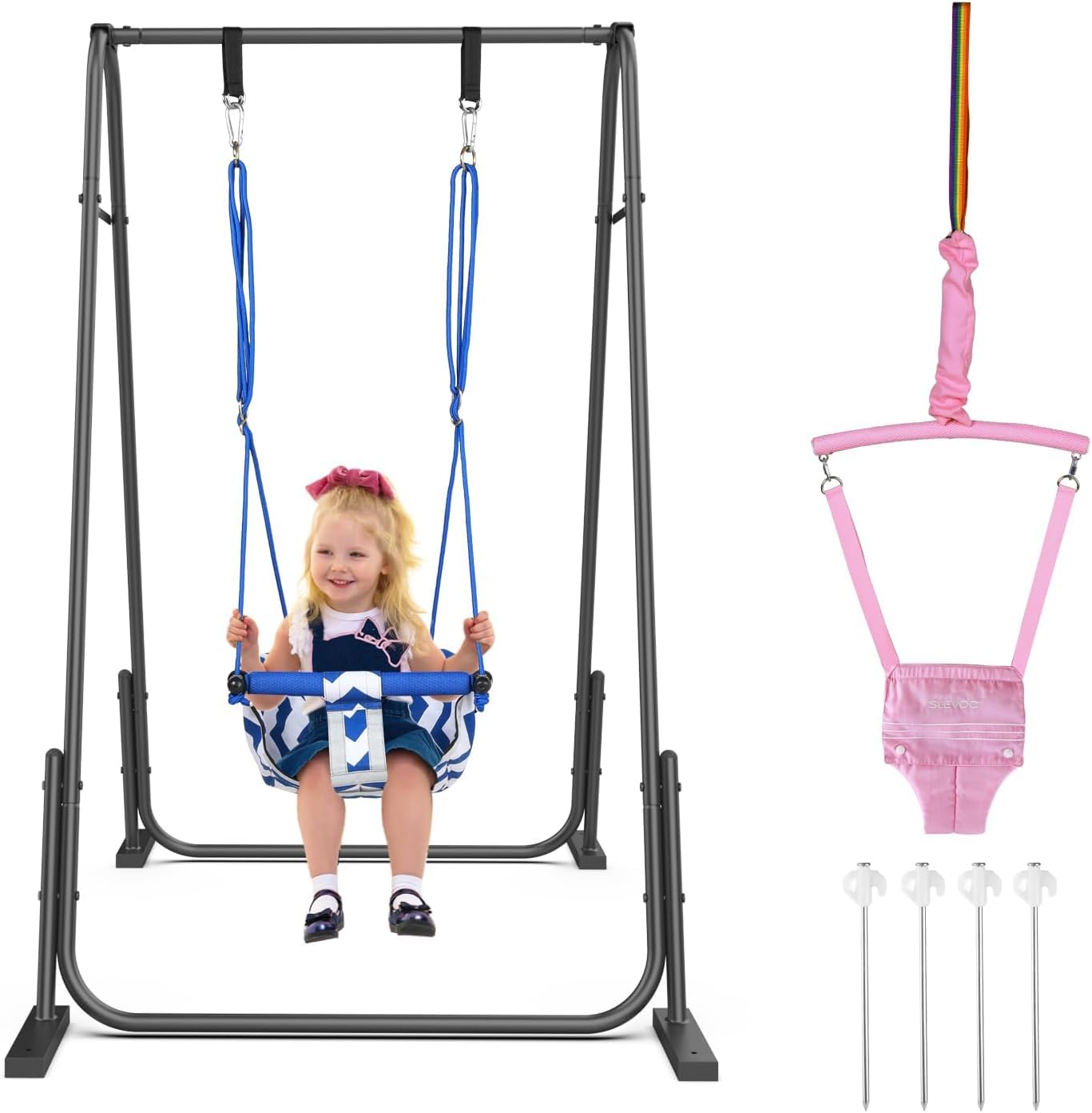 Slevoo 2 in 1 Baby Jumper and Swing for Indoor and Outdoor Fun