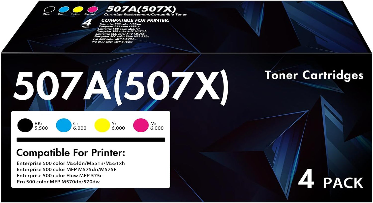 507A Toner Cartridge 4-Pack for HP 507A 507X Printers