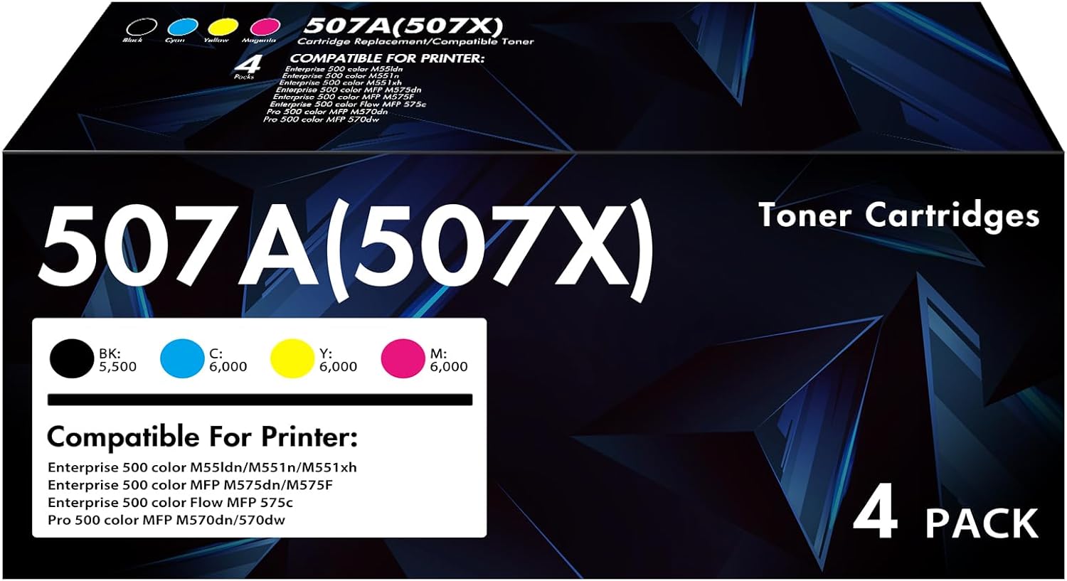 507A Toner Cartridge 4-Pack for HP 507A 507X Printers