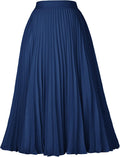 High Elastic Waist Pleated Chiffon Skirt Midi A-line - Flowy Fit Shoes