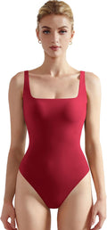 SUUKSESS Women Square Neck Backless Thong Bodysuit - Soft Fit