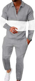 UOUA Mens 2 Piece Set Casual 1/4 Zip Polo Track Suit - Comfortable Fit