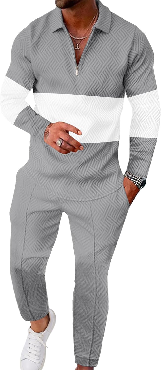 UOUA Mens 2 Piece Set Casual Outfits for All-Day Comfort