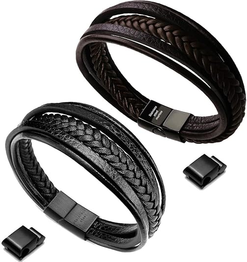 Murtoo Mens Leather Bracelet with Clasp - Stylish Multi-Layer Design