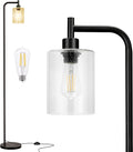 Floor Lamps for Living Room - Modern Black Standing Lamp with Seeded
