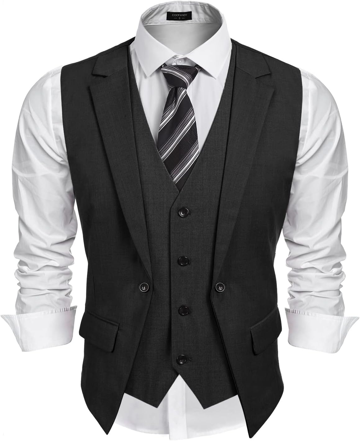 COOFANDY Men's Layered Suit Vest for Formal and Casual Wear