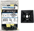 Kable Kontrol Zip Tie Mounts 1 Sq Black 100 Pcs - Durable Cable Anchor