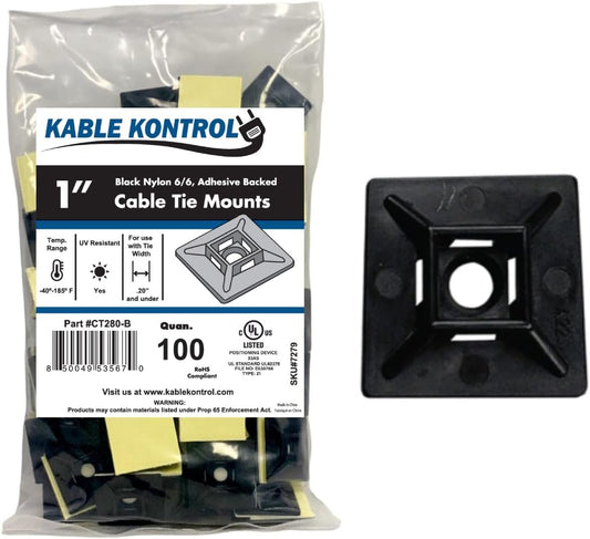100 Adhesive Zip Tie Mounts - Cable Management Essential!
