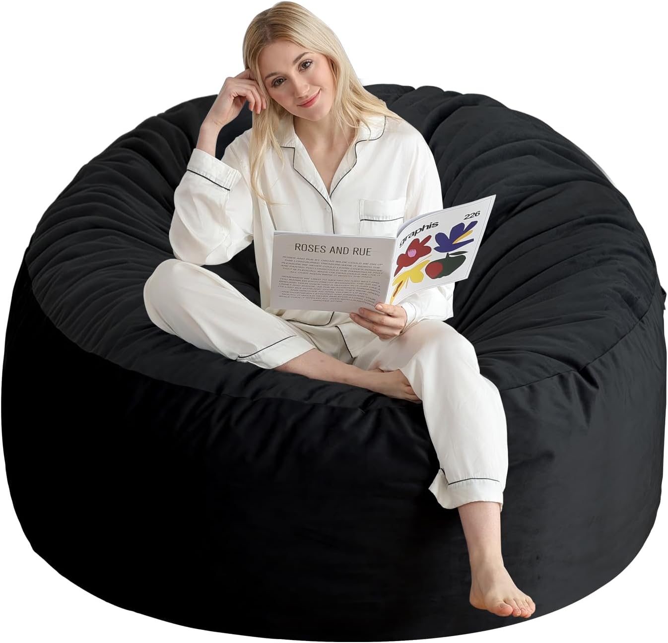 4 Ft Bean Bag Chair with Memory Foam for Ultimate Comfort