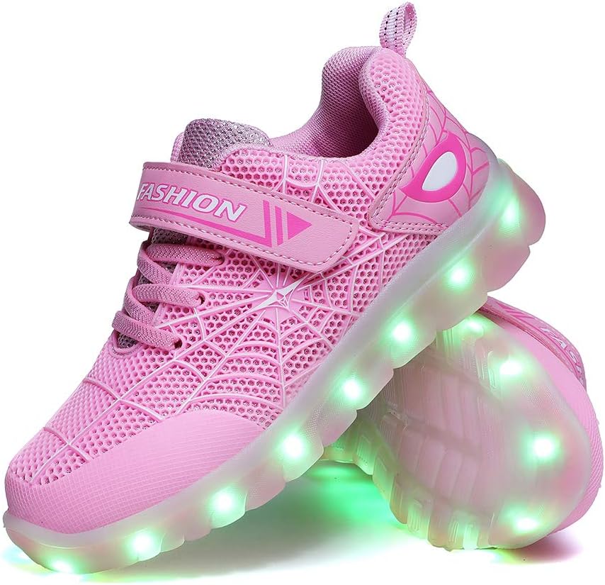 YUNICUS Kids Light Up Shoes with Spider Design for Fun Play
