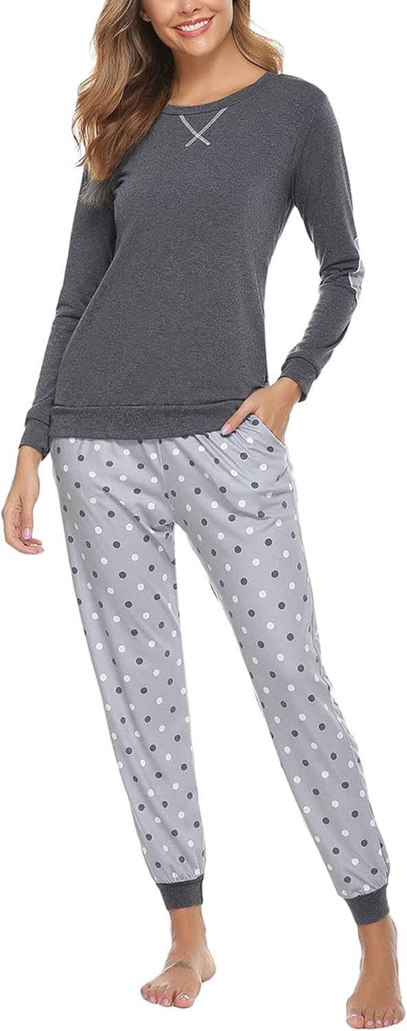 Soft Womens Pajama Sets Cotton Long Sleeve Pj Sets for Comfort