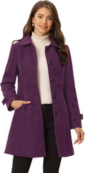 Allegra K Women's Winter Outerwear Overcoat Peter Pan Collar Mid-thigh