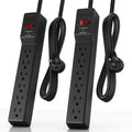 2 Pack Power Strip Surge Protector 6-Outlet 4 FT Cord - Space-Saving