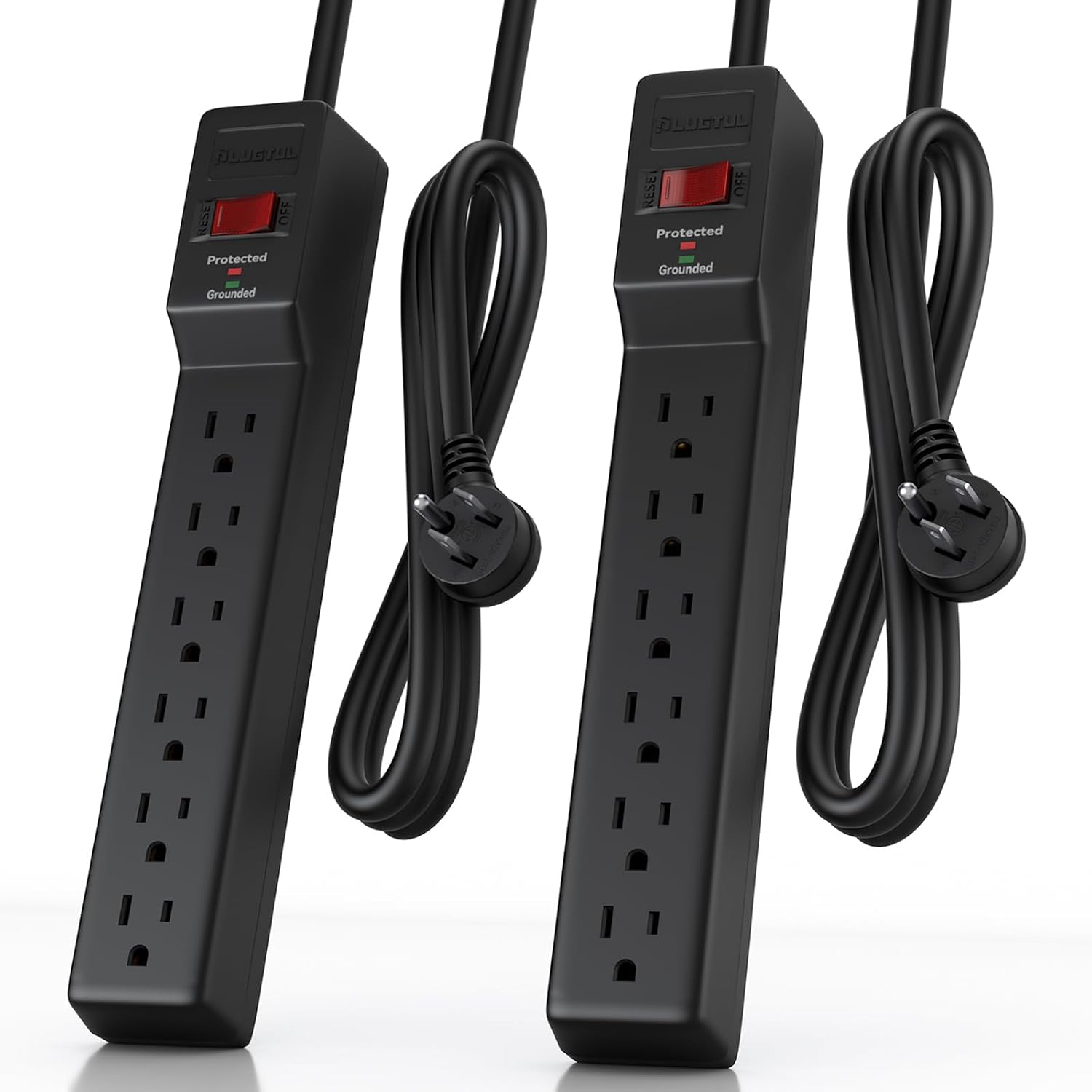 PLUGTUL Surge Protector 2-Pack: 980 Joules, Wall Mountable