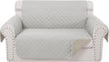 Loveseat Couch Cover Light Grey/Beige - Reversible Quilted Protector