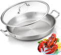 Tri-Ply Stainless Steel Paella Pan 14.5 in - Large 12-Serving Skillet