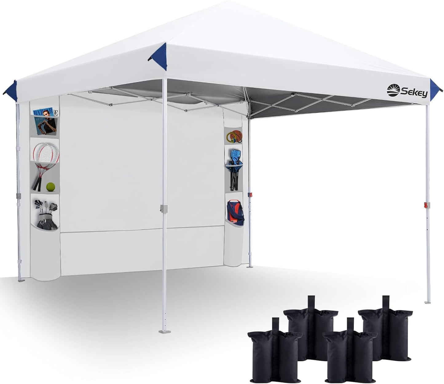10x10 Pop Up Canopy with Pockets Sidewall for Outdoor Events