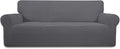 Gray Stretch Sofa Slipcover 1-Piece - Soft Jacquard Stretch Fit