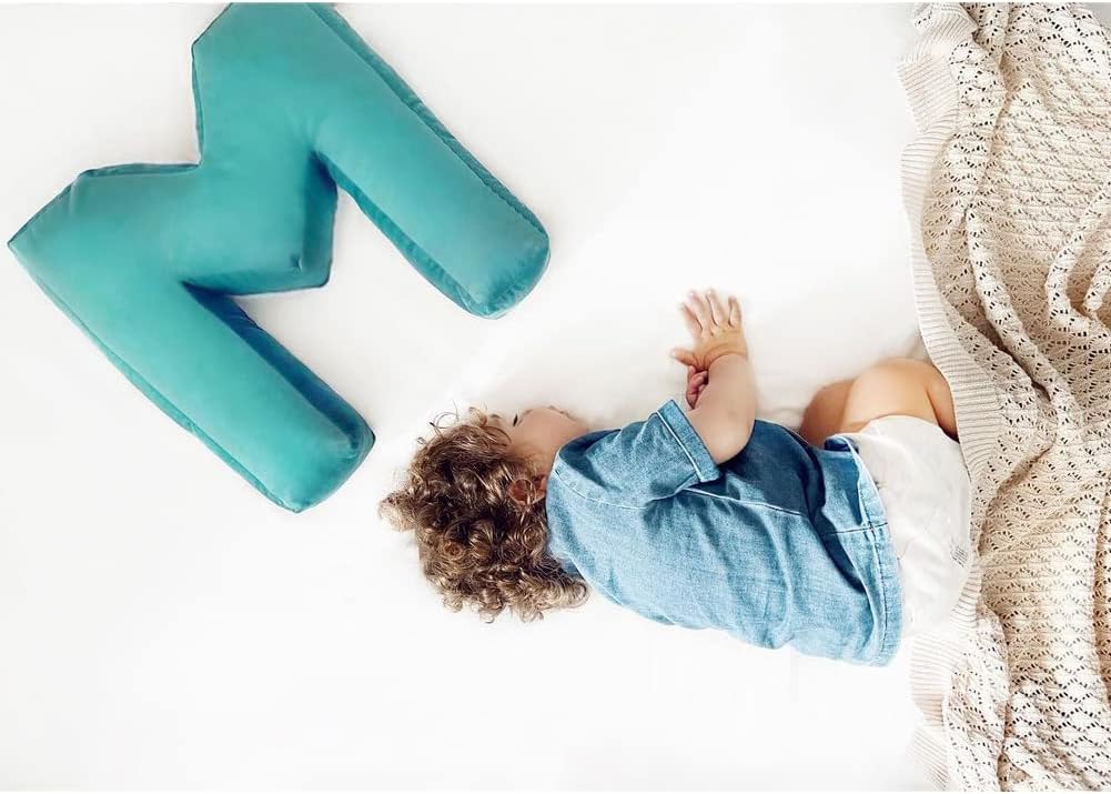 Velvet Letter Shaped Pillow for Kids Room Decor - Green M