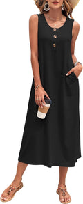 MOLERANI Women's Summer Maxi Dress Sleeveless Button Down - Breathable