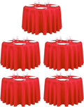 LTC LINENS 108 in Round Tablecloths Red 5 Pack - Floor Length