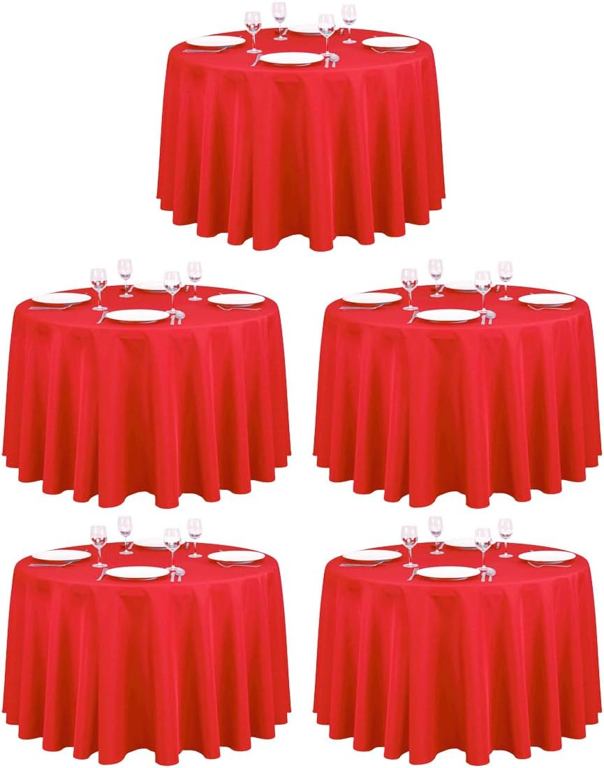 108 Inch Round Tablecloths Red - Wrinkle Resistant Polyester