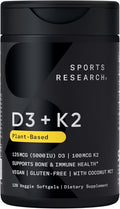 Vitamin D3 with K2 Softgels 5000 IU - Plant-Based Bone & Immune